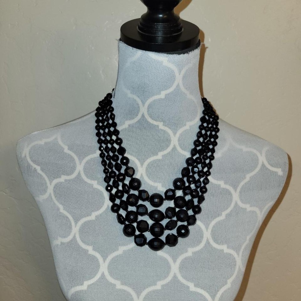 Vintage 4 Strand FRENCH JET Necklace‎